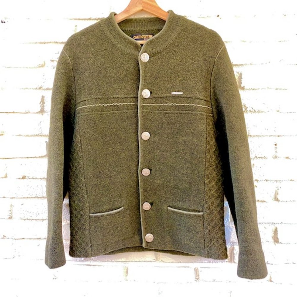 Geiger Austria Loden Green 100% Wool Jacket Sz Med